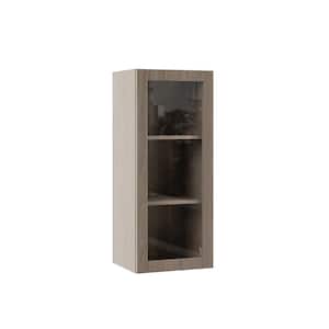 Designer Series Edgeley Assembled 15x36x12 in. Wall Kitchen Cabinet with Glass Door in Driftwood