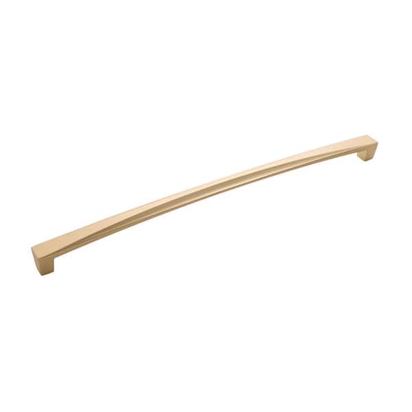 HICKORY HARDWARE Crest Collection Pull 12 in. Center-to-Center Flat Ultra Brass Finish