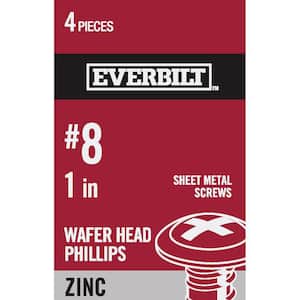 #8 x 1 in. Phillips Modified Truss Head Zinc Plated Sheet Metal Screw (4-Pack)