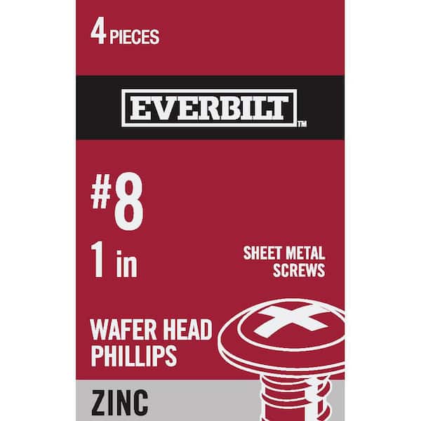 Everbilt #8 x 1 in. Phillips Modified Truss Head Zinc Plated Sheet Metal Screw (4-Pack)