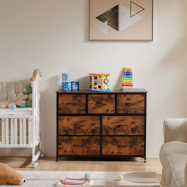 brown dresser for nursery Tileon 7-Drawer Fabric Dresser, Storage Cabinet Organizer with Waterproof Top and Adjustable Metal Legs YJHDRA969 alexisoct KissProm Cowl Neck Sheath Size:XXL Maternity Stylish Storage
