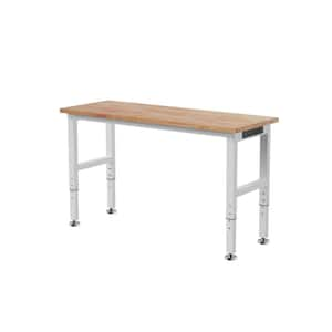 60-in. W x 20-in. D Adjustable Height Wood Top Workbench Table in White