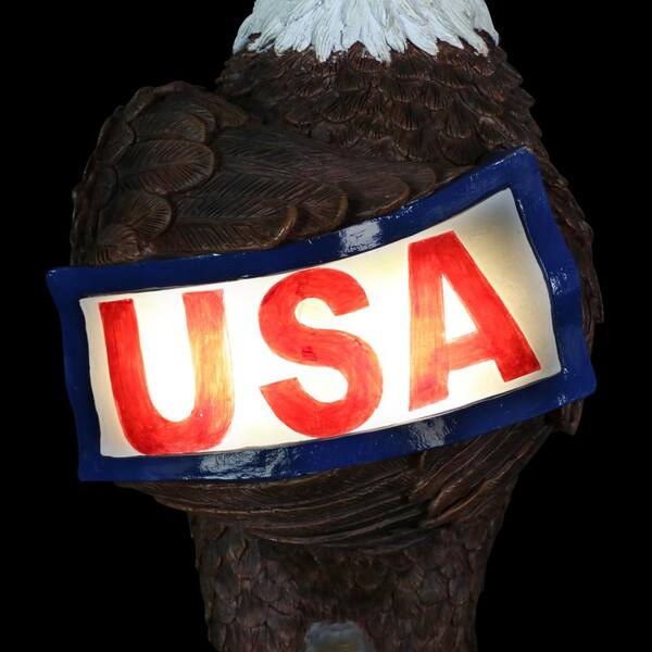 Exhart Solar Hand Painted Bald Eagle with Illuminating USA Sign