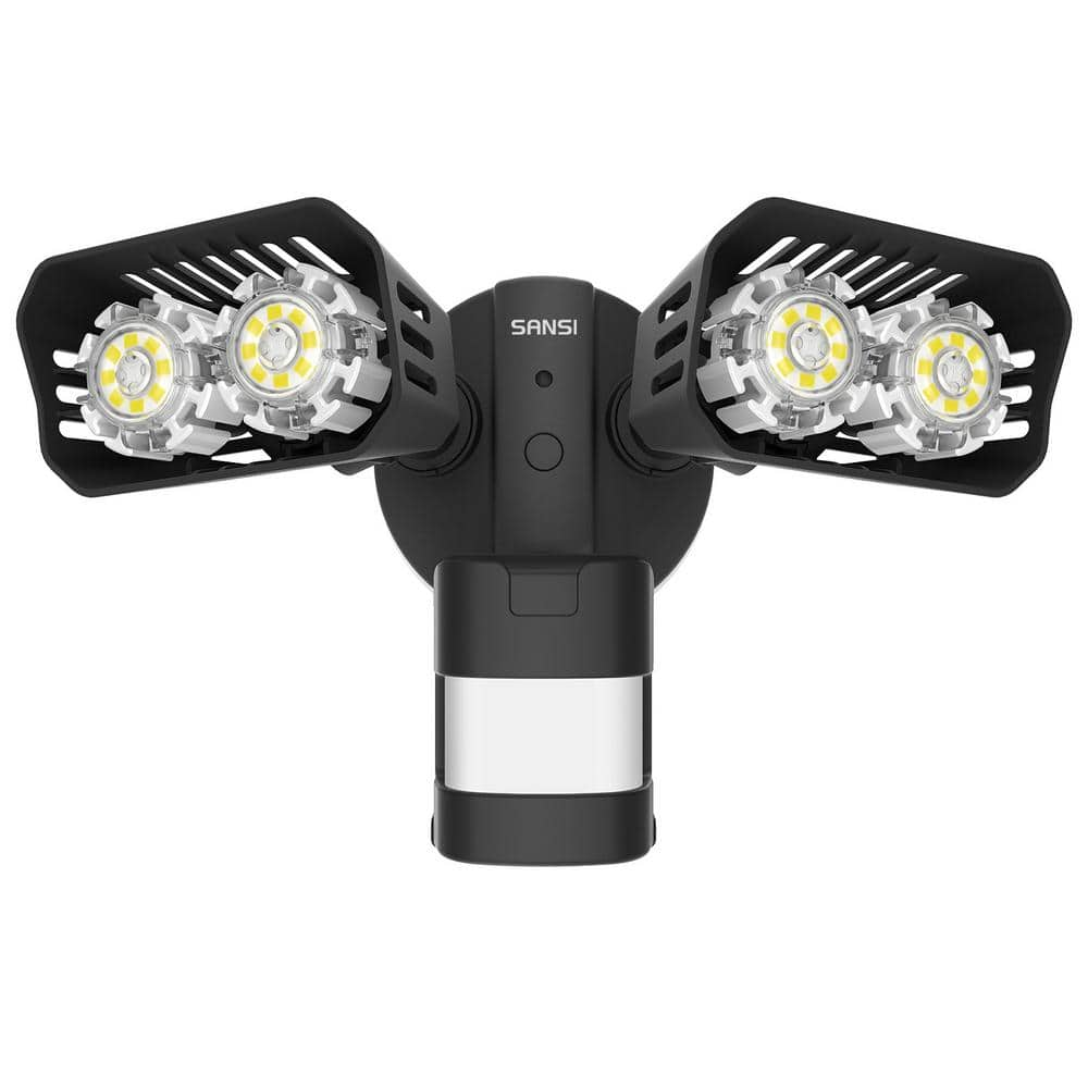 SANSI 18-Watt 1800 Lumens 5000K Black Motion Activated Integrated LED Outdoor Flood Light