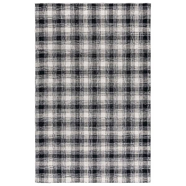 Genre 9 ft. x 12 ft. Black/Ivory Gradient Plaid Area Rug