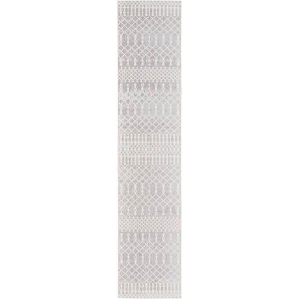 Nourison Astra Machine Washable Grey 2 ft. x 12 ft. Moroccan Transitional Runner Area Rug