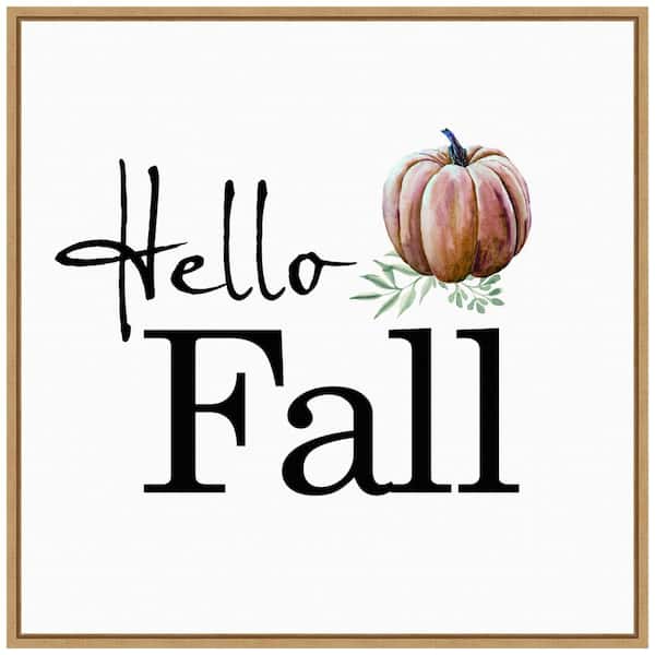 Amanti Art 22 in. Hello Fall Pumpkin Fall/Thanksgiving Framed Canvas Box Wall Art
