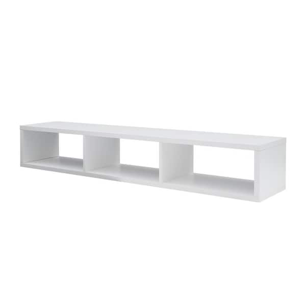 Unbranded 60.00 in. Particle Board White Floating TV Console TV Stand Fits TV's up to 70 in. with 3-Open Storage