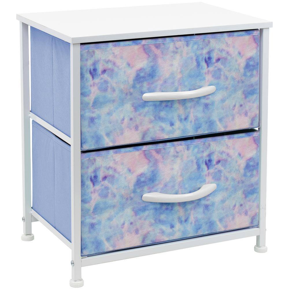 Nightstand 2-Drawer Tie-Dye Blue Dresser 11.87 in. D x 17.75 in. W x 20 in. H price history on PriceWatchPro