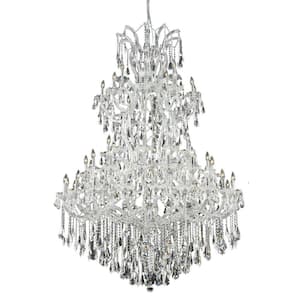 Timeless Home 54 in. L x 54 in. W x 72 in. H 61-Light Chrome Transitional Chandelier with Clear Crystal