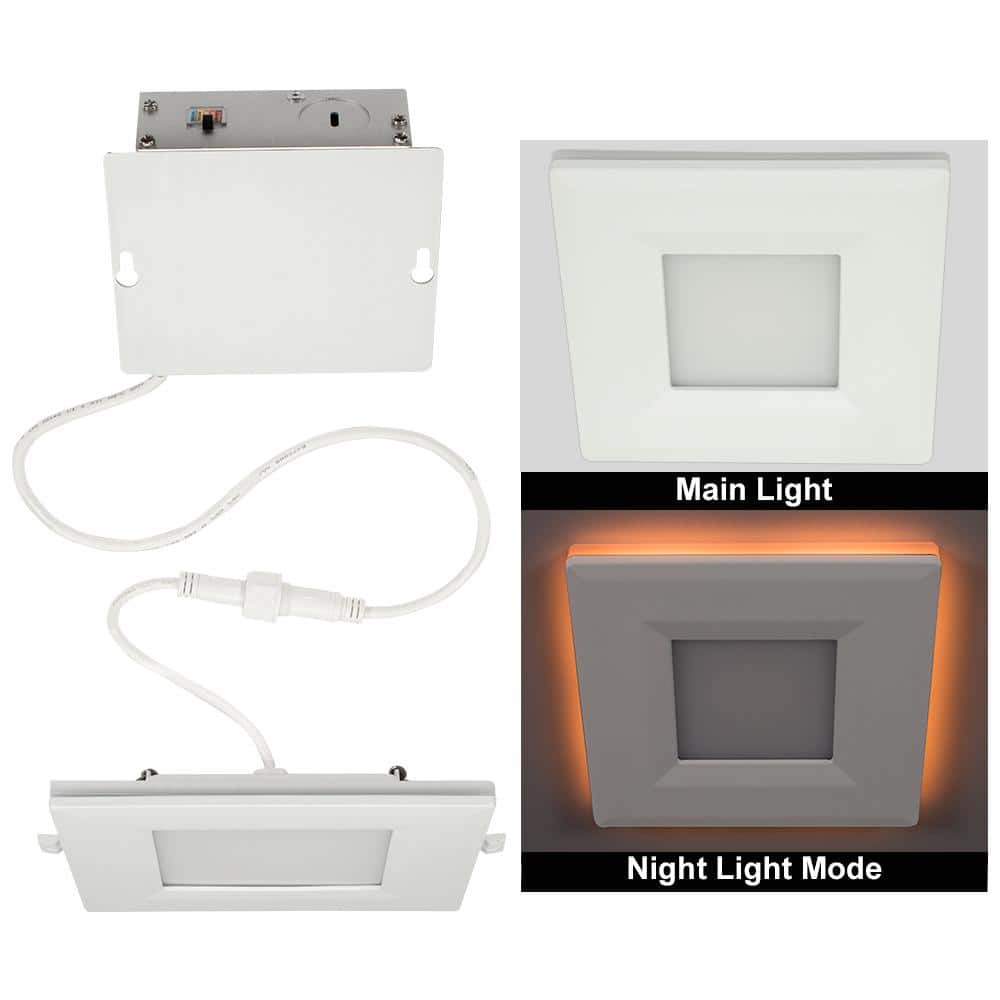 4 in. Square Canless Adjustable CCT Integrated LED Recessed Light Trim Nigh