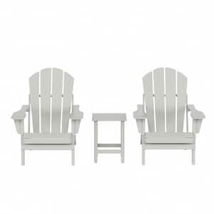 Luna Outdoor Poly Sand Plastic Adirondack Chair Set with Side Table (3-Piece)