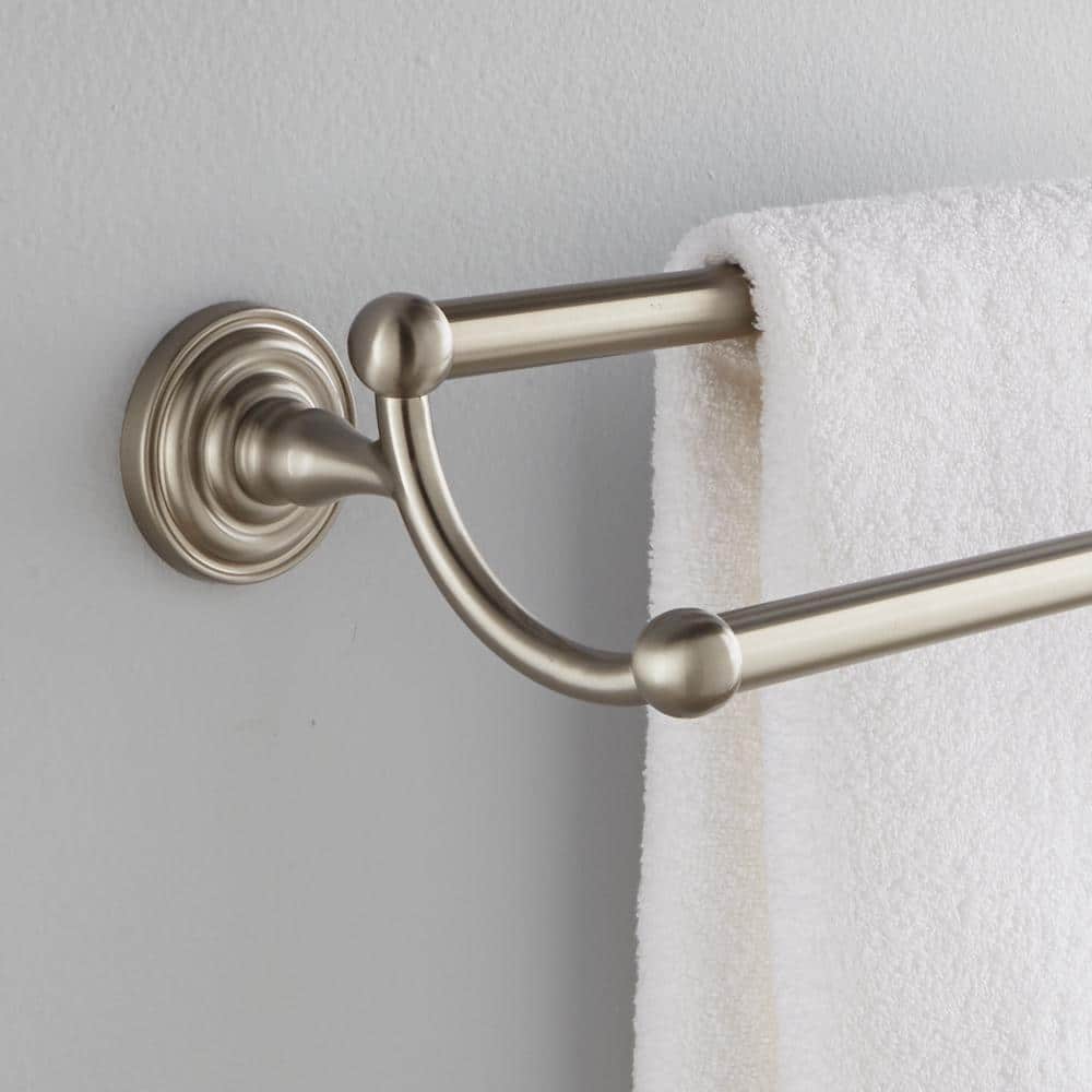 Brushed Nickel 24" Double Wall Mounted Towel Bar