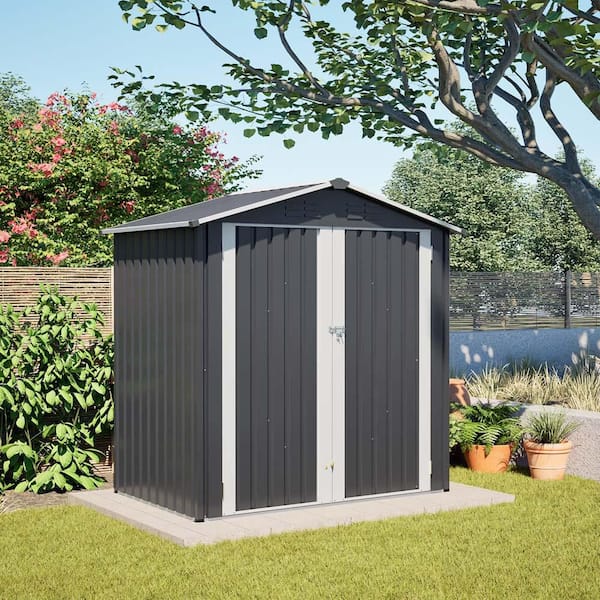 6 ft. W x 4 ft. D Metal Shed (20 sq. ft.) Outdoor Storage Shed Tool Shed Metal Storage Garden Shed for Backyard Lawn