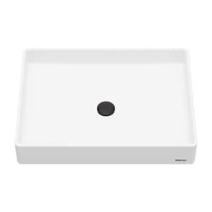 SQS500 23-5/8 in. Quartz Rectangular Vessel Bathroom Sink in White