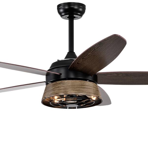 Modland Light Pro 52 in.Matte Black Ceiling Fan with Remote, Indoor Wood Ceiling Fan with 5 Blades