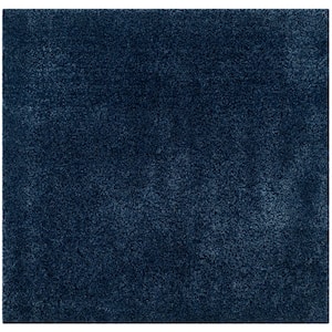 California Shag Navy 5 ft. x 5 ft. Square Solid Area Rug