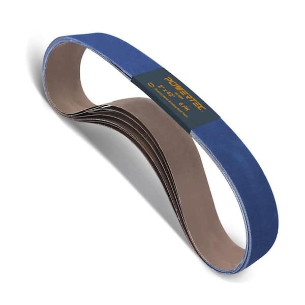 ‎POWERTEC 2 in. x 42 in. 60-Grit Zirconia Sanding Belts for Belt Sander, Belt and Disc sander (6-Pack)