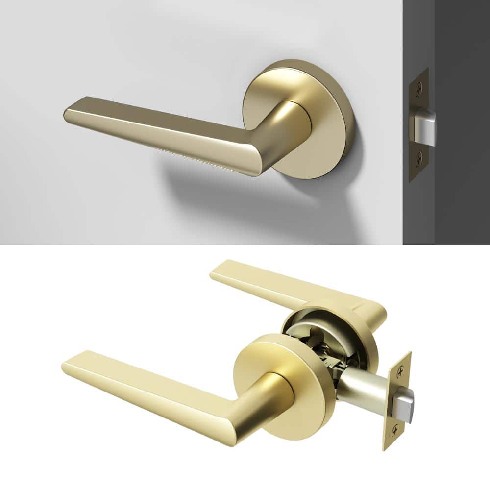 Halo Metal Brushed Champagne Gold Passage Hall/Closet Flat Door Handle with Round Rosette price history on PriceWatchPro