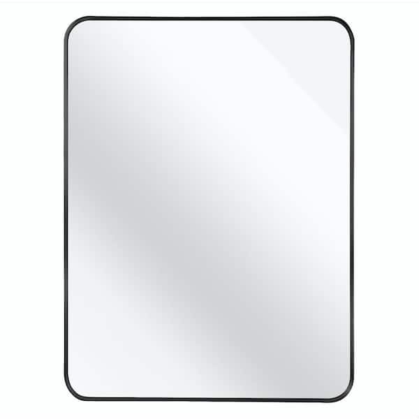Tatahance 30 in. W x 40 in. H Rectangle Aluminum Alloy Black Frame Wall Mirror with Reinforced Hooks