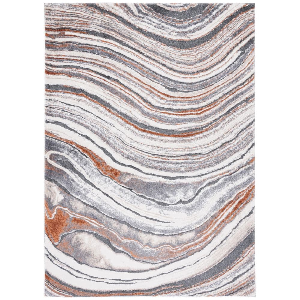 SAFAVIEH Cyrus Shag 8 ft. x 10 ft. Gray/Rust Foliated Marble Area Rug ...