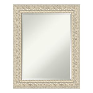 Fair Baroque Cream 23.5 in. x 29.5 in. Beveled Rectangle Wood Framed Bathroom Wall Mirror in Cream