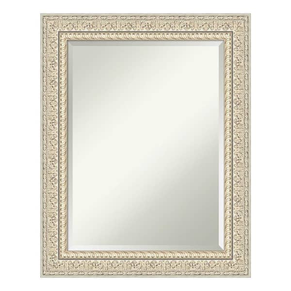 Amanti Art Fair Baroque Cream 23.5 in. x 29.5 in. Beveled Rectangle Wood Framed Bathroom Wall Mirror in Cream