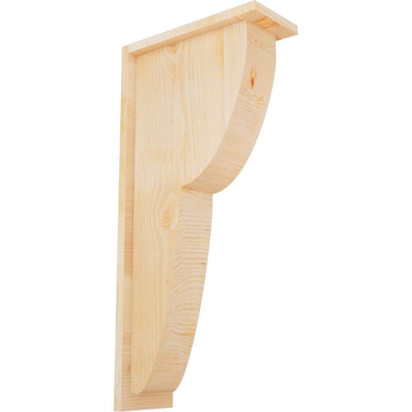 Ekena Millwork 6 in. x 14 in. x 22 in. Douglas Fir Crestline Rough Sawn Corbel with Backplate