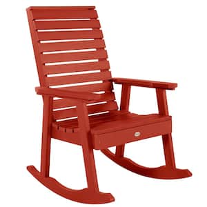Weatherly Rustic Red Recycled Plastic Outdoor Rocking Chair