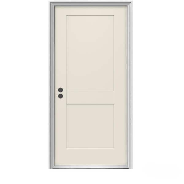 JELD-WEN 36 in. x 80 in. 2-Panel Craftsman Primed Right-Hand Inswing Steel Craftsman Prehung Front Door