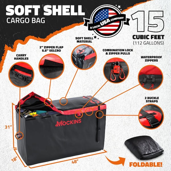 15 cu. ft. Waterproof Cargo Carrier Bag 48 in. x 31 in. x 18 in. Hitch Cargo Bag and 4-Pack Cubes, Red