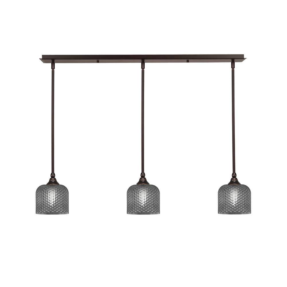 Livingston 100-Watt 3-Light Dark Granite Shaded Pendant Light with 6 in. Sm