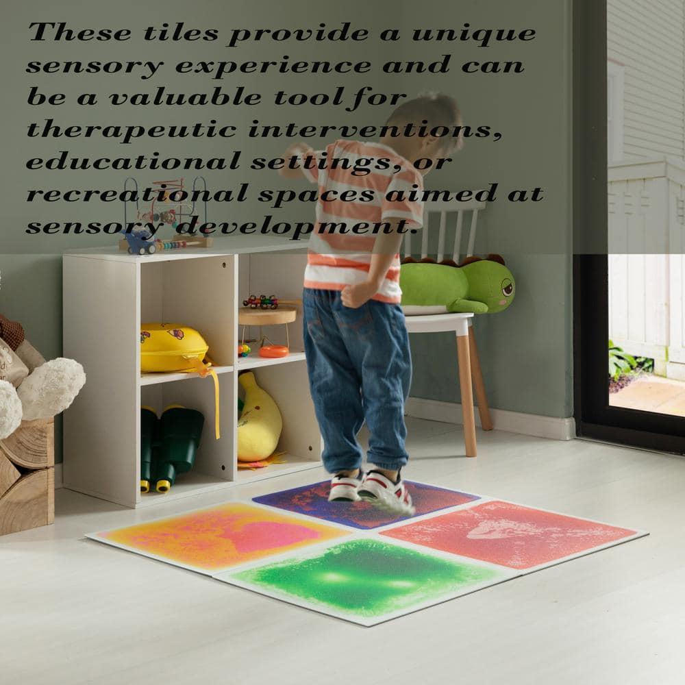 19.5'' Multicolor Sensory Liquid Gel Floor Tiles for Kids