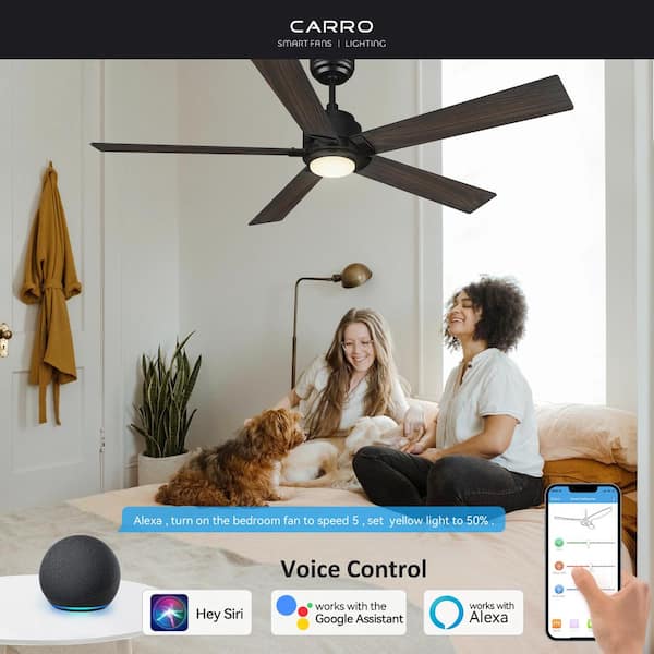 Aspen 60 in. Dimmable LED Indoor/Outdoor Black Smart Ceiling Fan with Light and Remote, Works with Alexa/Google Home