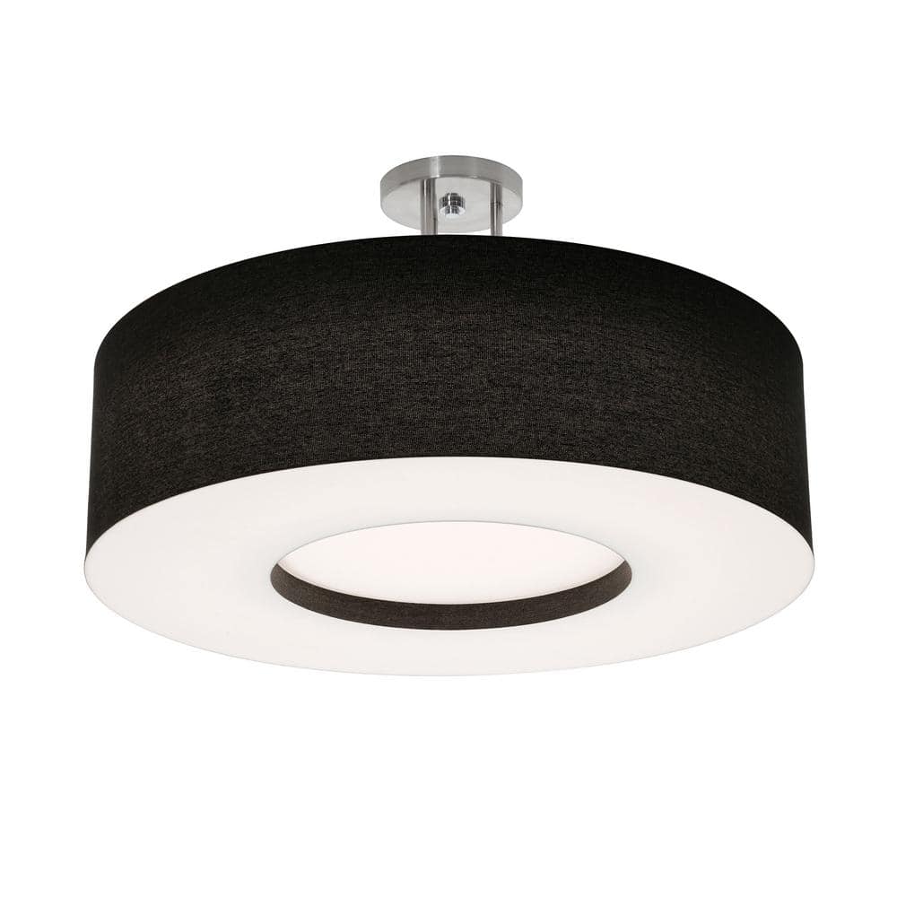 Montclair 24" Black and White Drum LED Semi-Flush Mount