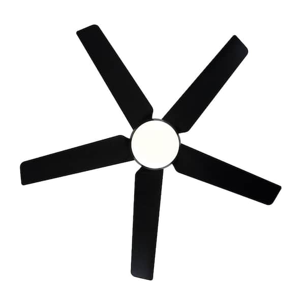 48 in. Black Blade ABS Downrod Mount Standard Ceiling Fan with 3-Color Dimmable LED