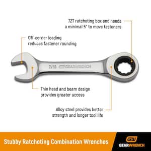 10 mm Metric 72-Tooth Stubby Combination Ratcheting Wrench