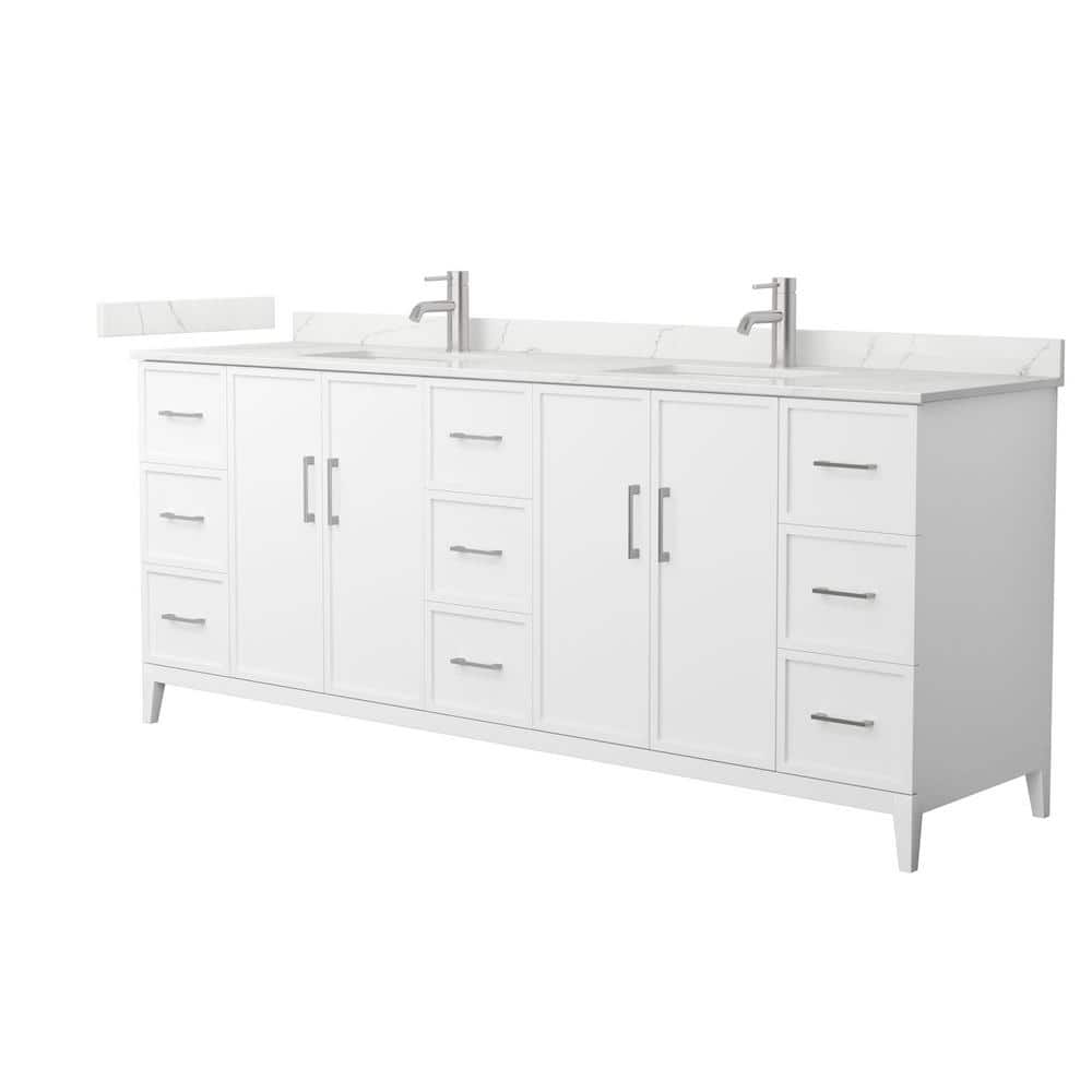 Elan 84 in. W x 22 in. D x 35 in. H Double Bath Vanity in White with Giotto Quartz Top price history on PriceWatchPro