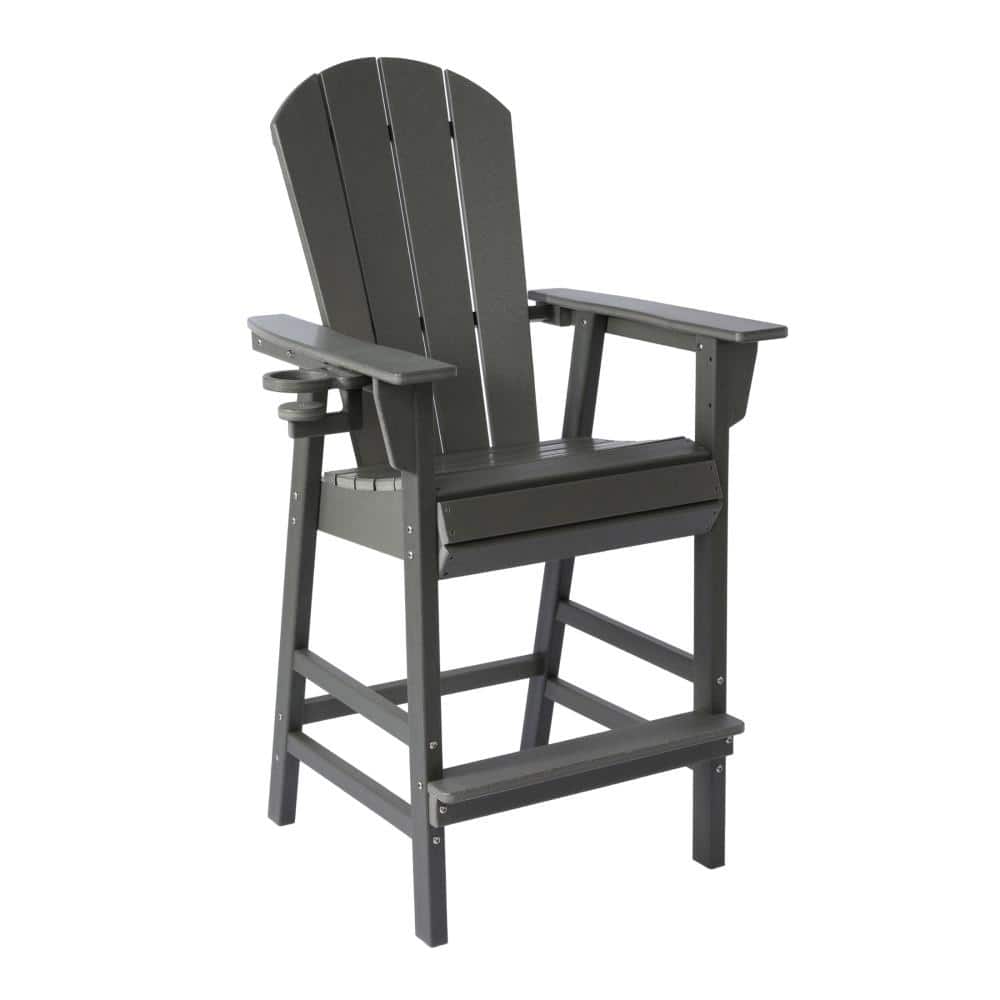 Laguna Fade Resistant Outdoor Patio HDPE Adirondack Bar Height Dinning Chair with Cup Holder, Gray price history on PriceWatchPro