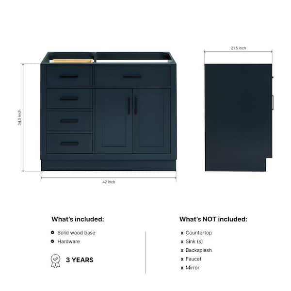 Hepburn 42 in. W x 21.5 in. D x 34.5 in. H Bath Vanity Cabinet without Top in Midnight Blue