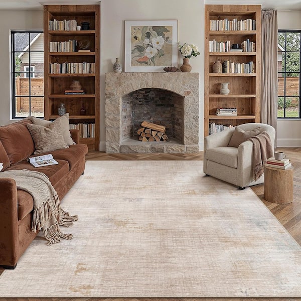 South Star Beige/Gray 8 ft. x 10 ft. Washable Modern Abstract Area Rug