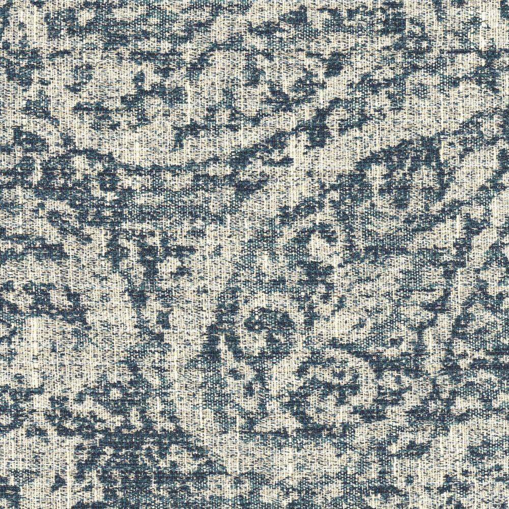 Paisley Blue and Gray Fabric Upholstered Storage Ottoman