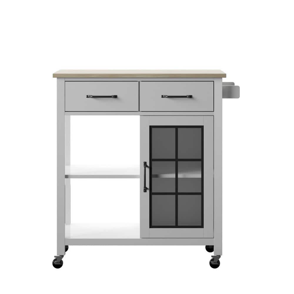 White Rolling Kitchen Cart with Wood Top price history on PriceWatchPro