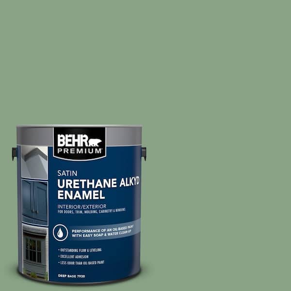 1 gal. #S400-5 Gallery Green Urethane Alkyd Satin Enamel Interior/Exterior Paint