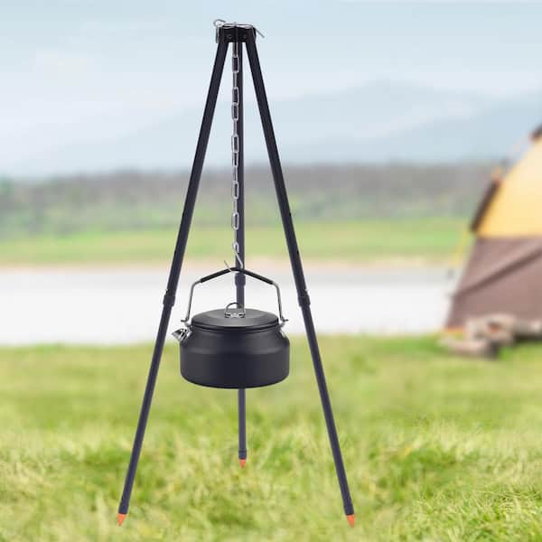 YIYIBYUS 47.2 in. Tall Black Outdoor Camping Lantern Tripod