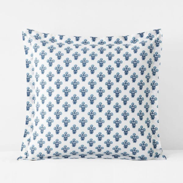 Company Cotton Suhana Garment Wash Blue Cotton Percale Euro Sham