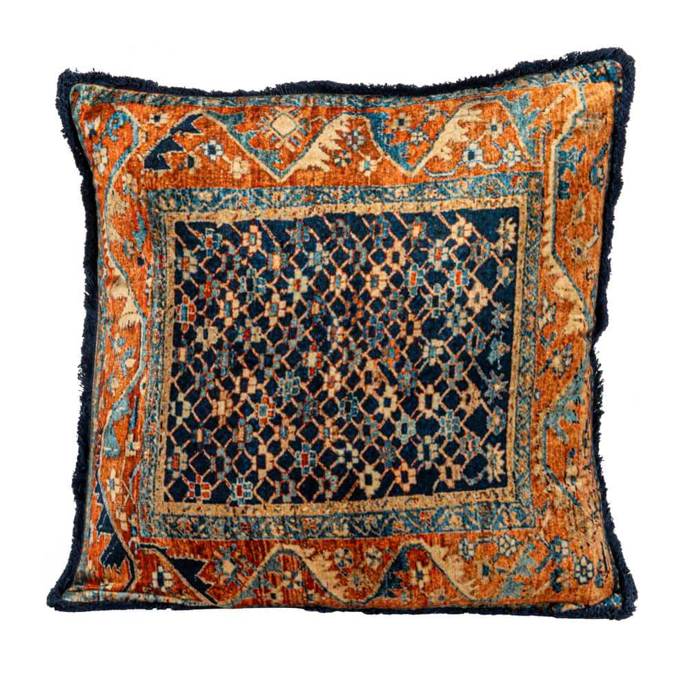 Bohemian Multicolor Velvet and Cotton Square Throw Pillow