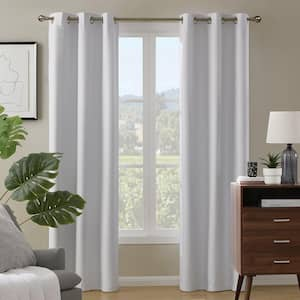 Paloma White Polyester 38 in. W x 84 in. L Grommet 100% Blackout Curtain (Single Panel)