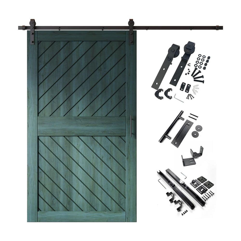 XT3 50 in. x 84 in. C-Panel Royal Pine Slanted Stripe Design Solid Pine Wood Sliding Barn Door with Hardware Kit price history on PriceWatchPro