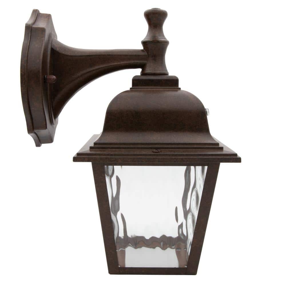 Aged Bronze Outdoor LED Lantern Sconce with Clear Glass